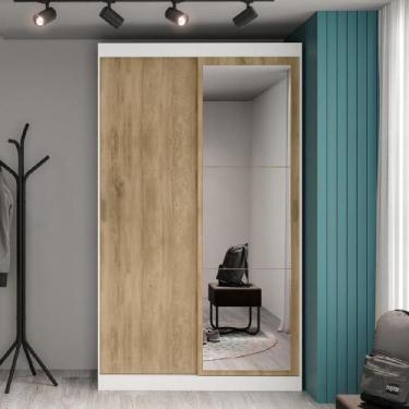 Imagem de Guarda Roupa Solteiro 2 Portas 2 Gav Espelho Branco Carraro - MÓVEIS C