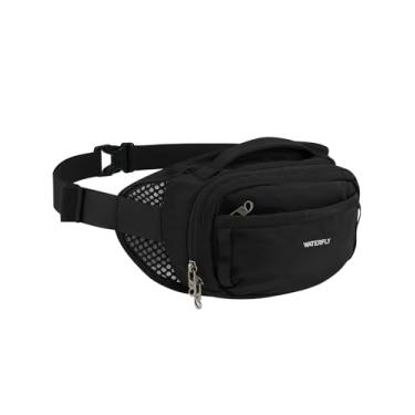 Imagem de WATERFLY Pochete de cintura: bolsas transversais grandes de 2,5 L com bloqueio de RFID para mulheres e homens, bolsa de quadril casual respirável para viagem, caminhada, caminhada - preta