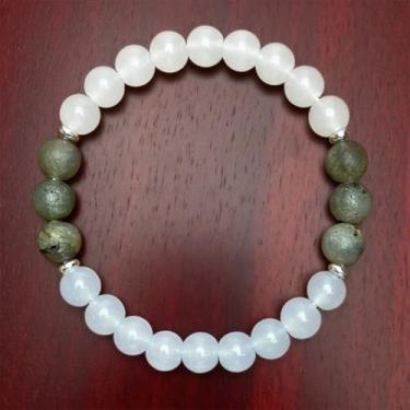 Imagem de Pulseiras elásticas com contas para mulheres, pulseira de pedra da lua cinza natural presente para fortalecer a conexão interpessoal, One Size, Pedra, Sem Pedra Preciosa