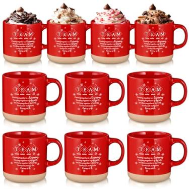 Imagem de Didaey 10 peças de presentes de equipe para funcionários canecas vermelhas de Natal canecas de café de cerâmica inspiradoras 368 g Copos de agradecimento para colega de trabalho escritório chefe