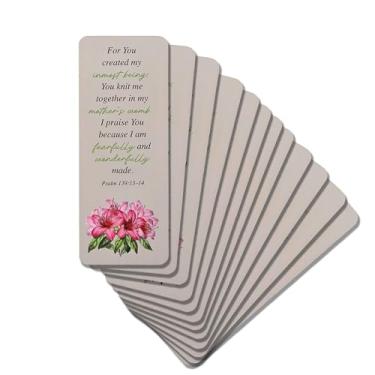 Imagem de Dicksons Marcador de livro cristão inspirador para livros, estudo da Bíblia, diários 6 x 18 cm laminado cartolina floral Fearfully and Wonderfully Made Pacote com 12