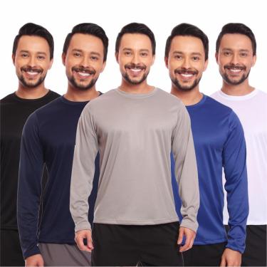 Imagem de Kit 5 Camisas Segunda Pele Proteção Solar Uv Térmica Corrida Bike-Masculino