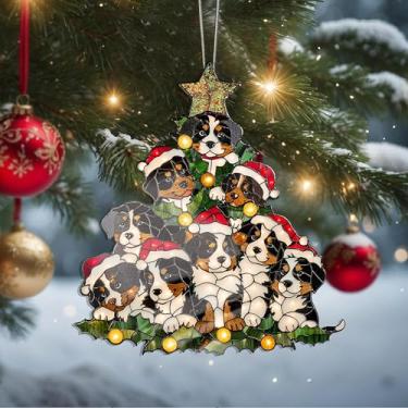 Imagem de Enfeites de Natal para cães de cristal, enfeites de árvore de Natal feitos à mão, decoração de carro e casa - presentes de Natal, decoração de artesanato em acrílico, ideias de troca de presentes para