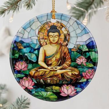 Imagem de Ornamento de meditação de Buda – Enfeite de Natal, decoração de árvore de Natal e decoração perfeita de férias, decoração Namaste | Presentes para praticantes de ioga, meditação e mindfulness