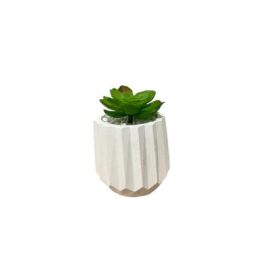 Imagem de Kit 4 Vasos Decorativos de Gesso Texturizado | para Suculentas, Cactus e Plantas Artificiais Decorativas | Decoração para Casa e Sala(4XMODELO4)