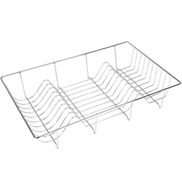 Imagem de Escorredor de Louça Aramado, Ferro Cromado, 48x31x9 cm, 18 Pratos, Escoamento de Água, Compacto, 300g