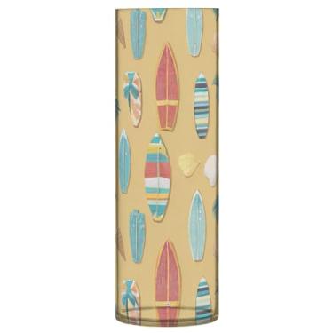 Imagem de JUZIHAI Vaso colorido de elementos de praia para flores 9,9 cm x 30 cm Cilindro de plástico moderno vaso de flores para centro de mesa de casamento decoração de casa