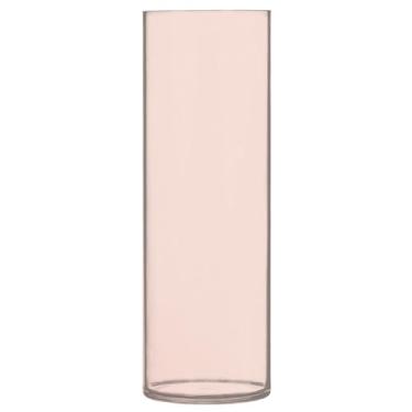 Imagem de JUZIHAI Vaso de cor rosa para flores 9,9 cm x 30 cm Cilindro de plástico moderno vaso de flores para centro de mesa de casamento decoração de casa