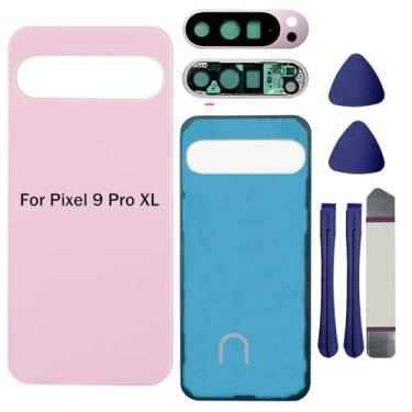 Imagem de Substituição de vidro traseiro para Pixel 9 Pro XL compatível com Google Pixel 9 Pro XL 5G Capa traseira de vidro com lente de câmera, fitas pré-instaladas e kits de ferramentas (não é compatível com