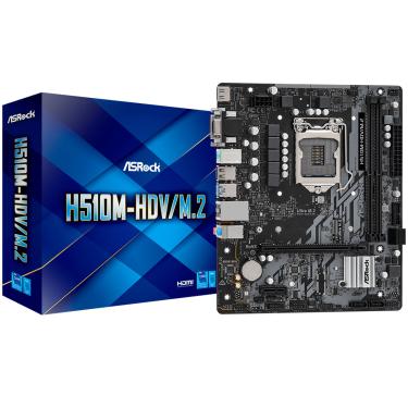 Imagem de Placa Mãe Asrock H510M-HDV M.2, Intel 10ª/11ª Geração, Socket LGA1200, DDR4, Micro ATX