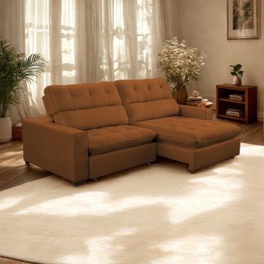 Imagem de Sofá 2 Lugares 2,50m Retrátil Reclinável Veludo Andreia Lansofbr Terracota