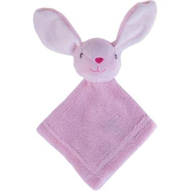 Imagem de Naninha Para Meninas Coral Fleece 100% Poliéster 27x27cm Coelho Rosa