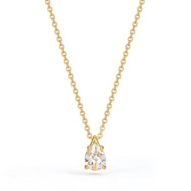 Imagem de ACC PLANET Colar feminino com pingente de diamante, delicada, zircônia cúbica, gota, banhado a ouro 18 K, fofo, pingente de gota de zircônia cúbica, simples, moderno, joias de ouro, presentes para