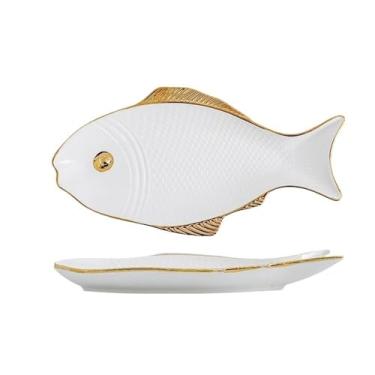 Imagem de Prato de peixe de cerâmica multifuncional de grande capacidade peixe a vapor doméstico minimalista criativo prato de sushi prato de jantar de frutos do mar prato de jantar de comida ocidental adequado