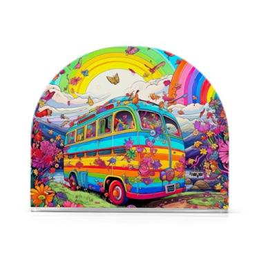 Imagem de Porta-guardanapos de mesa colorido de volta às aulas, suporte de guardanapo de plástico para mesas, suporte de guardanapo de pé para jantar cozinha restaurante decoração de casa acessórios de bar