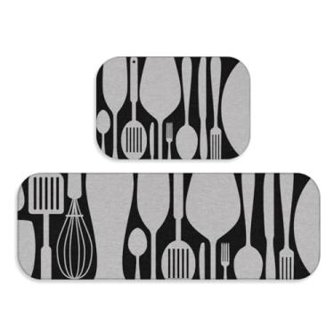 Imagem de Tapetes Cozinha Jogo 2 peças Modernos - Trilho + Passadeira - Antiderrapantes e Confortáveis(TPCOZ5132)