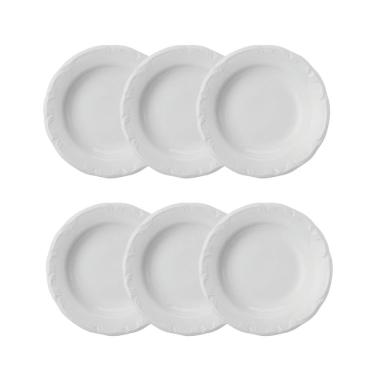 Imagem de Jogo 6 Pratos Fundos Pomerode Brancos 24 cm Porcelana Schmidt