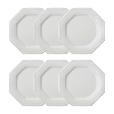 Imagem de Jogo 6 Pratos Rasos Prisma Brancos 28 cm Porcelana Schmidt