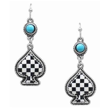 Imagem de Rosemarie & Jubalee Brincos pendentes Western Spade, prata polida com pedra turquesa, 3,8 cm, 20mm, Cristal, liga metálica, Cristal criado