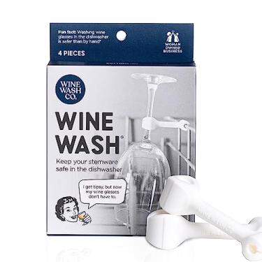 Imagem de Acessório para taça de vinhos em lava-louças Wine Wash, suporte de silicone sem BPA, presente, branco, conjunto de 4