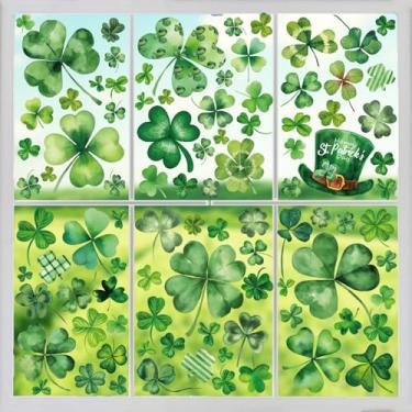 Imagem de 9 folhas de adesivos para janela do dia de São Patrício, chapéu de trevo, 99 peças, decalques verdes para vidro, casa, escola, escritório, artigos de festa irlandesa
