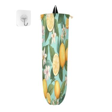 Imagem de Suporte de saco de compras de limão para sacolas plásticas, suporte de sacola de supermercado, organizador de sacolas plásticas de cozinha