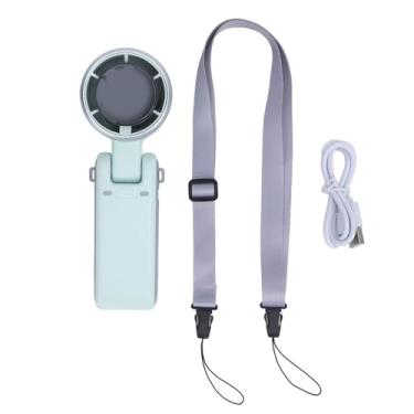 Imagem de Wisoqu Ventilador turbo portátil portátil, vento de 5 marchas, operado por bateria, visor digital, pequeno ventilador de refrigeração com cordão, para atividades ao ar livre, viagens, praia (verde