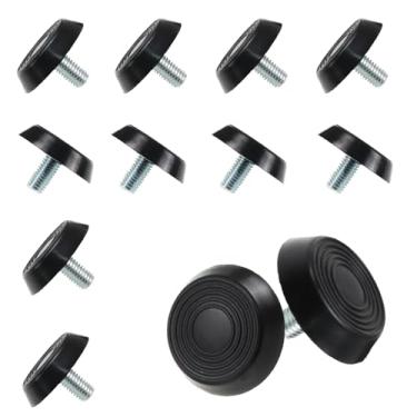 Imagem de Nihfien 12 peças M6 x 15 x 30 mm (DxLxOD) Pés de nivelamento de móveis ajustáveis, antiderrapante desliza, niveladores de rosca, protetor de chão de parafuso para cadeira de mesa, sofá, pernas de