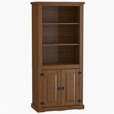 Imagem de Estante Livreiro Rústico Madeira Maciça 2 Portas Majestic M06 Imbuia Fosco - Lyam Decor