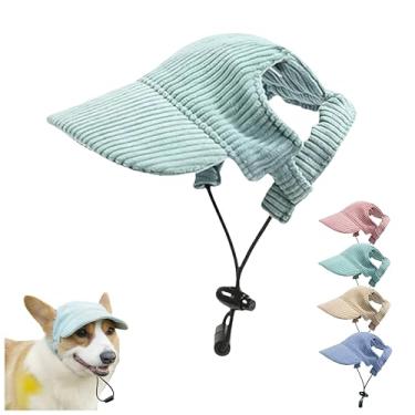 Imagem de Boné de beisebol para animais de estimação com orifícios de orelha - chapéu de viseira de sol multicolorido para cães e gatos, chapéu de praia de verão e outono para filhotes e gatinhos (verde, G)