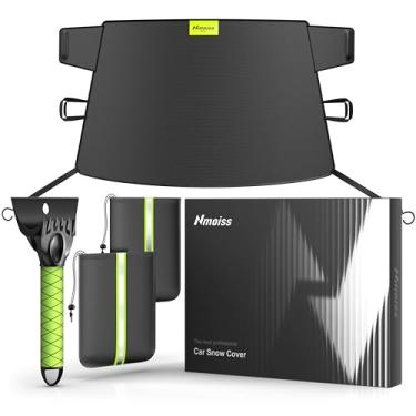 Imagem de Nmoiss Capa de neve de para-brisa 3 em 1 para picape e caminhão leve — Proteção contra gelo Oxford 600D resistente com raspador de gelo, design à prova de vento de 360° para Ford F-150, RAM 1500 XL