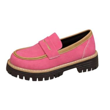 Imagem de Mocassins femininos fashion casual primavera e verão combinando cores bico redondo boca rasa combina com tudo, rosa, 36