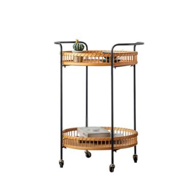 Imagem de Mesas de centro redonda, pequena mesa de centro decorativa redonda, mesa lateral de madeira maciça de 2 camadas, adequada para sala de estar, escritório, mesas de canto de quarto (A)