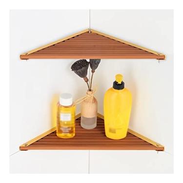 Imagem de Prateleiras de chuveiro, organizador de prateleira de banheiro, suporte de chuveiro de canto de madeira de alumínio, prateleiras de armazenamento de xampu, acessórios de banheiro, suporte de chuveiro