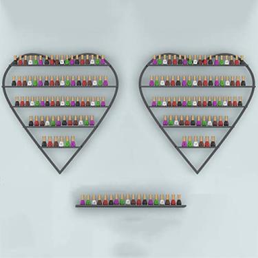 Imagem de Prateleiras de metal para armazenamento de esmaltes de parede, 5 camadas, suporte de esmalte de metal, organizador de esmalte em forma de coração, organizador de cosméticos de óleo essencial de brilho