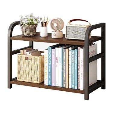 Imagem de Prateleira organizadora de mesa de metal e madeira, prateleira organizadora de mesa para escritório, cozinha ()