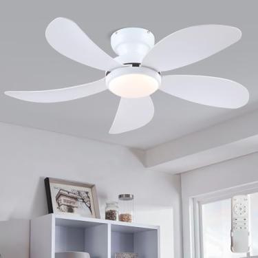 Imagem de PHORUS Ventiladores De Teto De Perfil Baixo Branco De 42" Com Luzes E Controle Remoto/App, Ventiladores De Teto Pequenos E Modernos Embutidos Com Motor Cc Reversível Silencioso, Reguláveis Em 3 Cor