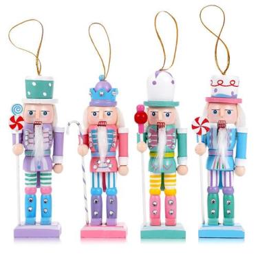 Imagem de Fantoches Soldados Quebra-Nozes De Natal 4 Peças Artesanato Em Madeira