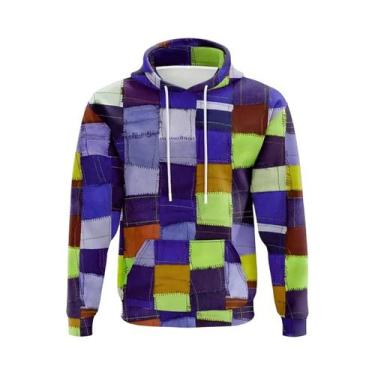 Imagem de Moletom Masculino Oversized Com Estampa Xadrez Y2K, Costura Simulada E