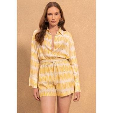 Imagem de Shorts De Cintura Alta Estampado Com Cós Elástico E Cadarço-Feminino