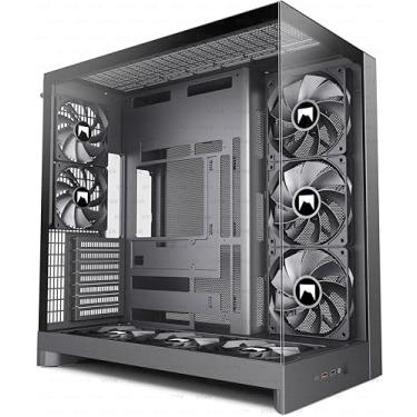 Imagem de HYXN Capa para PC H2 (2026) HYXN ATX – 8 ventiladores NoLED pré-instalados (6 x 140 mm, 2 x 120 mm), caixa grande para PC para jogos com fluxo de ar de torre média ATX de câmara dupla, suporte de