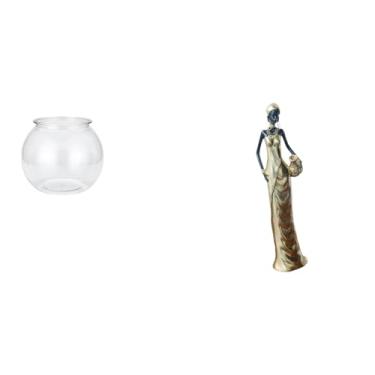 Imagem de Whtkoph Ornamento Transparente para Aquário Pequeno, Vaso de Mesa, Estátua Vintage de Tribal, Figura Decorativa para Escritório, Escritor