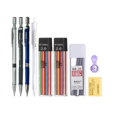 Imagem de Conjunto De Lápis Mecânico 2.0 Mm 2B Com Refil De Grafite Preto Para E