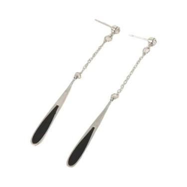 Imagem de Brincos Longos Minimalistas Versáteis Com Design De Gota d'Água Em Óle