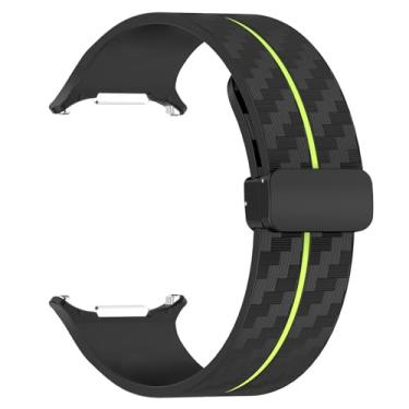 Imagem de FUKUZL Pulseira padrão de fibra de carbono para samsung galaxy watch 7 ultra 47mm silicone pulseira de fecho magnético para galaxy watch 7 ultra(Black Lime)