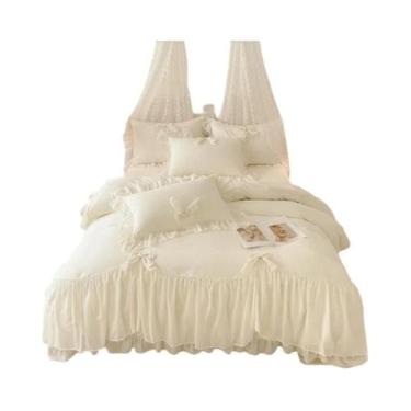 Imagem de Conjunto De Capa De Edredom Branca Com Ruffles 3 Peças Com 2 Fronhas P