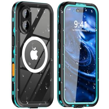 Imagem de LOVE BEIDI Capa para iPhone 17 à prova d'água | Capa de telefone à prova de choque à prova de poeira com protetor de tela - azul-petróleo