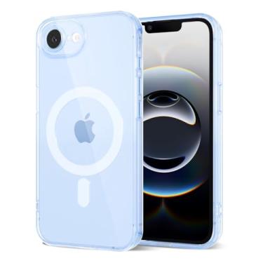 Imagem de Svanove Capa para iPhone 16e transparente compatível com silicone Magsafe, capa magnética fina transparente e segura, bonita, estética feminina, moderna, fina, proteção de borracha rígida, azul claro
