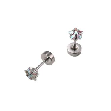 Imagem de Brincos de costas planas para mulheres e homens 20G brincos de aço cirúrgico rosa colorido zircônia cúbica flatback brinco de cartilagem minúscula 4/5/6 mm, 5MM, Aço inoxidável, Sem pedra preciosa