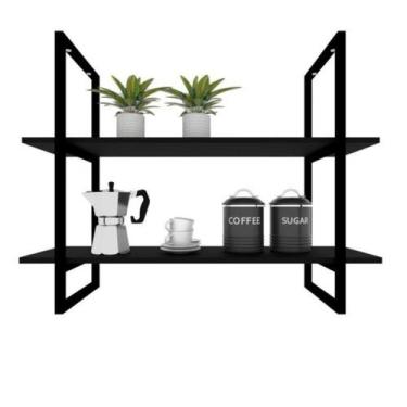 Imagem de Prateleira Suspensa Teto Cozinha Nicho Industrial Nichos Suporte MDF -